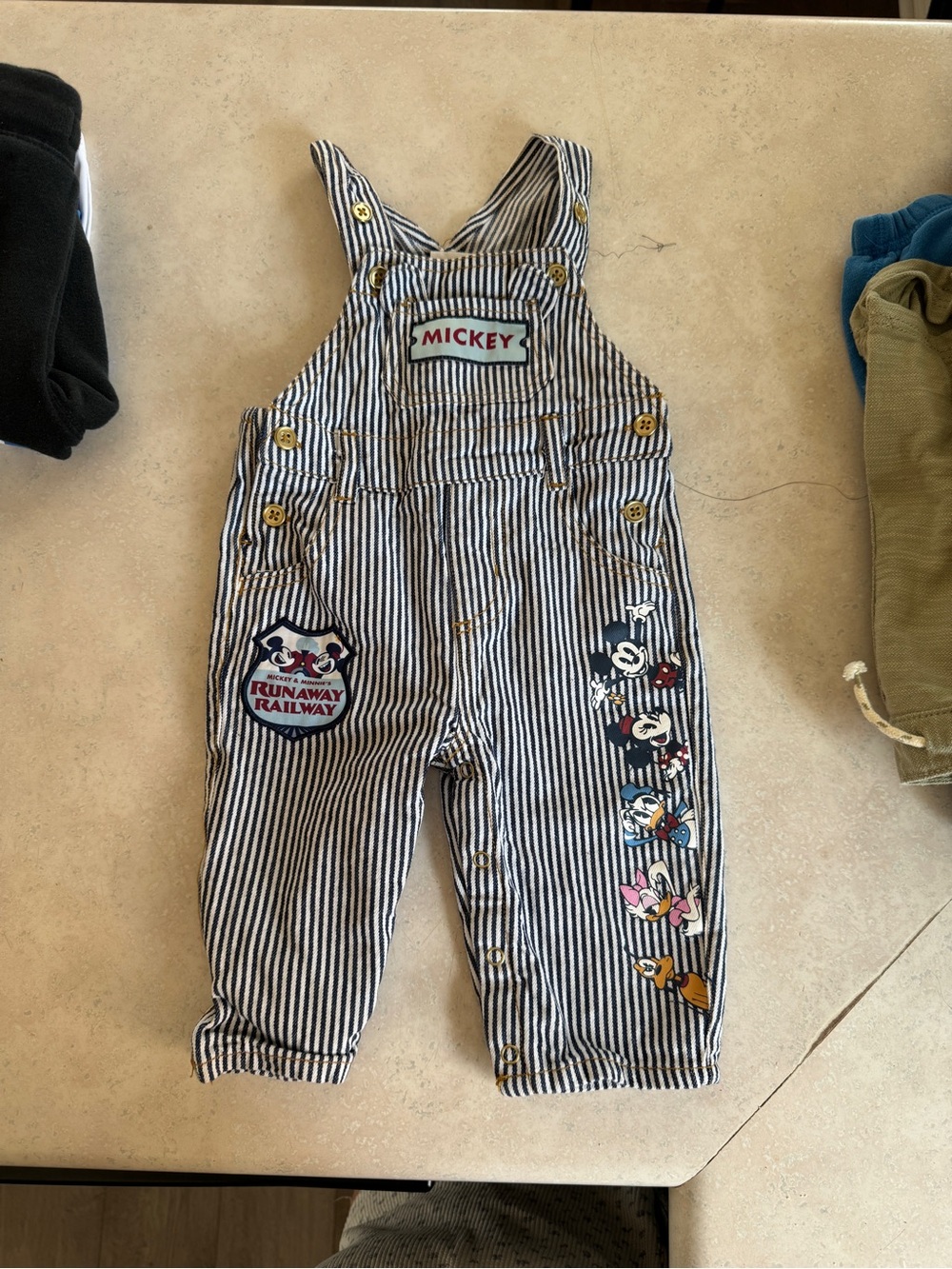 Disney Mickey Striped Overalls - Blue, White